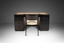 Load image into Gallery viewer, Ebonized Mid Century Modern Executive / Campaign Desk by Edward Wormley for Dunbar with Original Leather Top, USA, c. 1960s-ABT Modern