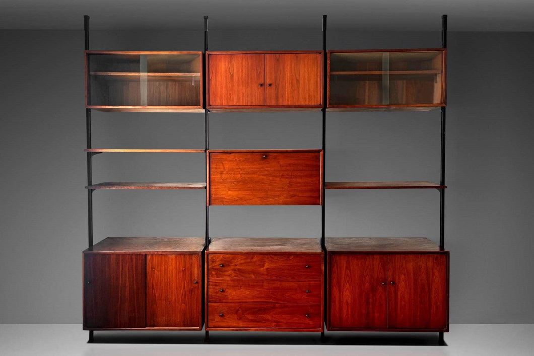 Exceptional Omni Style Wall Unit in Teak After George Nelson / Herman Miller, USA, c. 1960s-ABT Modern