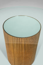 Load image into Gallery viewer, Exquisite Bamboo Pedestal Dining Table with a Mirrored Top with a Glass Surface, c. 1970s-ABT Modern