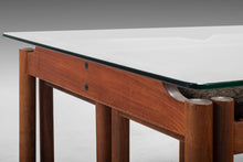 Load image into Gallery viewer, Glass and Teak Coffee Table with Four Nesting Stools Attributed to Jorgen Baekmark, Denmark, c. 1960's-ABT Modern