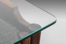 Load image into Gallery viewer, Glass and Teak Coffee Table with Four Nesting Stools Attributed to Jorgen Baekmark, Denmark, c. 1960's-ABT Modern