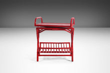 Load image into Gallery viewer, Gorgeous Chinoiserie Red Bamboo Server / Bar Stand w/ Swivel Top-ABT Modern