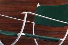 Load image into Gallery viewer, Gorgeous Mid Century Modern Rocking Lounge Chair in Green Canvas and White Metal-ABT Modern
