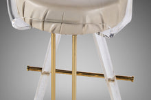 Load image into Gallery viewer, Hollywood Regency Bar Stool / Drafting Stool in Lucite and Brass Attributed to Leon Frost, Bar Height, c. 1970s-ABT Modern