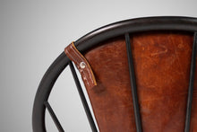 Load image into Gallery viewer, Ib Kofod-Larsen for Selig Ebonized Hoop Chair - Peacock Chair w/ Patinaed Leather, Denmark-ABT Modern