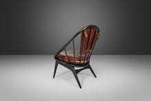Load image into Gallery viewer, Ib Kofod-Larsen for Selig Ebonized Hoop Chair - Peacock Chair w/ Patinaed Leather, Denmark-ABT Modern