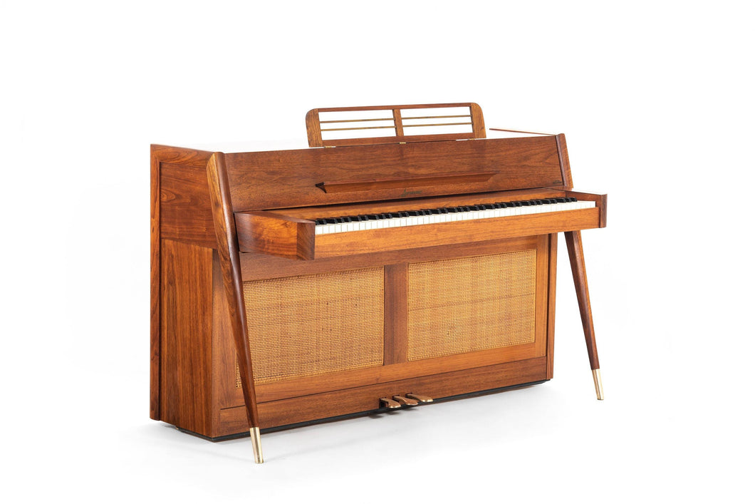 Iconic Mid-Century Modern Baldwin Acrosonic Piano in Walnut and Original Cane-ABT Modern