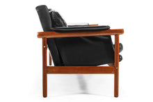 Load image into Gallery viewer, Illum Wikkelsø by Koefoeds Møbelfabrik Teak and Black Leather Sofa-ABT Modern