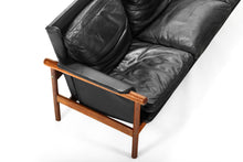 Load image into Gallery viewer, Illum Wikkelsø by Koefoeds Møbelfabrik Teak and Black Leather Sofa-ABT Modern