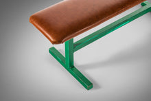 Load image into Gallery viewer, Industrial Patinaed Metal and Leatherette Bench Seat, c. 1960s-ABT Modern
