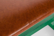 Load image into Gallery viewer, Industrial Patinaed Metal and Leatherette Bench Seat, c. 1960s-ABT Modern