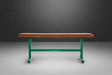 Load image into Gallery viewer, Industrial Patinaed Metal and Leatherette Bench Seat, c. 1960s-ABT Modern