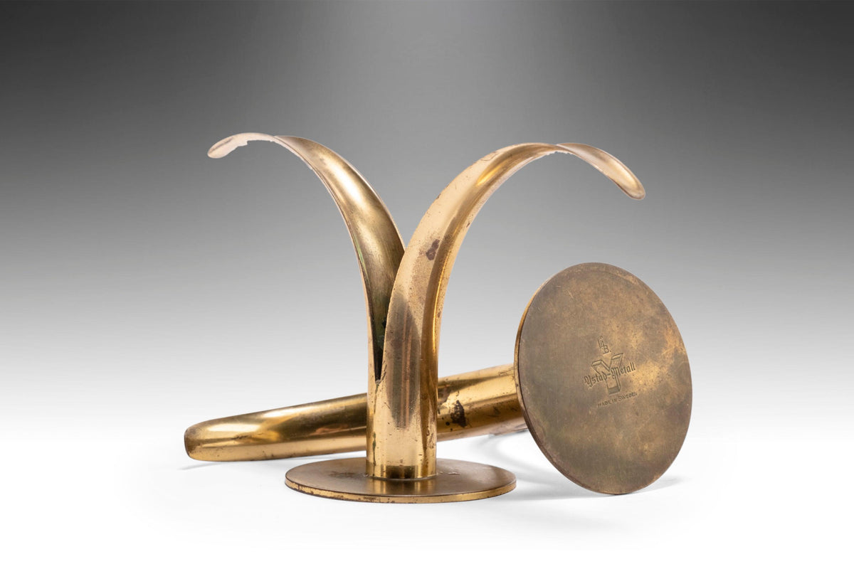 Ivar Åhlenius Björk, Lily / Liljan Brass Candlesticks, Ystad Metall, S