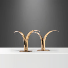 Load image into Gallery viewer, Ivar Åhlenius Björk, Lily / Liljan Brass Candlesticks, Ystad Metall, Sweden, 1950s-ABT Modern