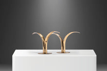 Load image into Gallery viewer, Ivar Åhlenius Björk, Lily / Liljan Brass Candlesticks, Ystad Metall, Sweden, 1950s-ABT Modern
