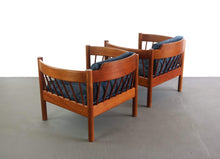 Load image into Gallery viewer, Jorgen Baekmark Spindle Barrel Chair Set of Two in Teak and Rich Blue Fabric-ABT Modern