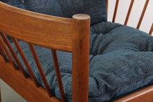 Load image into Gallery viewer, Jorgen Baekmark Spindle Barrel Chair Set of Two in Teak and Rich Blue Fabric-ABT Modern