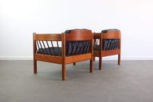 Load image into Gallery viewer, Jorgen Baekmark Spindle Barrel Chair Set of Two in Teak and Rich Blue Fabric-ABT Modern