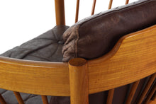 Load image into Gallery viewer, Jorgen Baekmark Spindle Barrel Chair in Teak and Original Brown Leather-ABT Modern