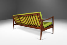 Load image into Gallery viewer, Kandidaten Three Seater Sofa in Lime Green Fabric by Ib Kofod-Larsen for Olof Person, Denmark, c. 1960's-ABT Modern