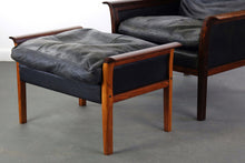 Load image into Gallery viewer, Knud Saeter for Vatne Leather Lounge Chair with Ottoman in Rosewood-ABT Modern