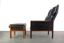 Load image into Gallery viewer, Knud Saeter for Vatne Leather Lounge Chair with Ottoman in Rosewood-ABT Modern