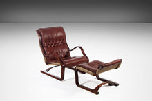Load image into Gallery viewer, Koivutaru Bentwood Chair & Matching Ottoman in Afromosia and Oxblood Red Leather by Esko Pajamies for ASKO, Finland, c. 1970's-ABT Modern