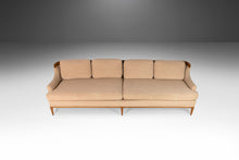 Load image into Gallery viewer, Long Four (4) Seat Full Length Sofa in Original Cream Fabric w/ Sculptural Oak Detailing by Erwin Lambeth, c. 1960's-ABT Modern