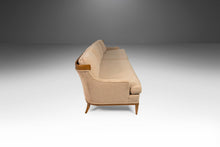 Load image into Gallery viewer, Long Four (4) Seat Full Length Sofa in Original Cream Fabric w/ Sculptural Oak Detailing by Erwin Lambeth, c. 1960's-ABT Modern