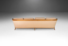 Load image into Gallery viewer, Long Four (4) Seat Full Length Sofa in Original Cream Fabric w/ Sculptural Oak Detailing by Erwin Lambeth, c. 1960's-ABT Modern