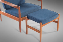 Load image into Gallery viewer, Lounge Chair and Ottoman Attributed to Arne Vodder in Teak w/ New Blue Knit Upholstery, c. 1960s-ABT Modern