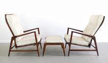 Load image into Gallery viewer, Lounge Chairs and Ottoman Set by Ib Kofod Larsen for Selig in White Fabric-ABT Modern