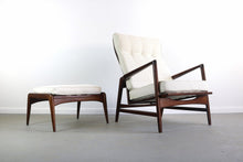Load image into Gallery viewer, Lounge Chairs and Ottoman Set by Ib Kofod Larsen for Selig in White Fabric-ABT Modern