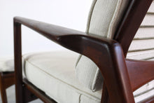 Load image into Gallery viewer, Lounge Chairs and Ottoman Set by Ib Kofod Larsen for Selig in White Fabric-ABT Modern