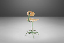 Load image into Gallery viewer, Mid Century Industrial Adjustable Metal Drafting Stool / Barstool by Adjusto Equipment, c. 1940s-ABT Modern
