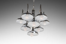 Load image into Gallery viewer, Mid Century Modern 10-Light Chrome Trumpet Lamp Chandelier Attributed to Reggiani by Sciolari, c. 1970's-ABT Modern