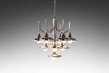 Load image into Gallery viewer, Mid Century Modern 10-Light Chrome Trumpet Lamp Chandelier Attributed to Reggiani by Sciolari, c. 1970's-ABT Modern