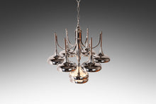 Load image into Gallery viewer, Mid Century Modern 10-Light Chrome Trumpet Lamp Chandelier Attributed to Reggiani by Sciolari, c. 1970's-ABT Modern
