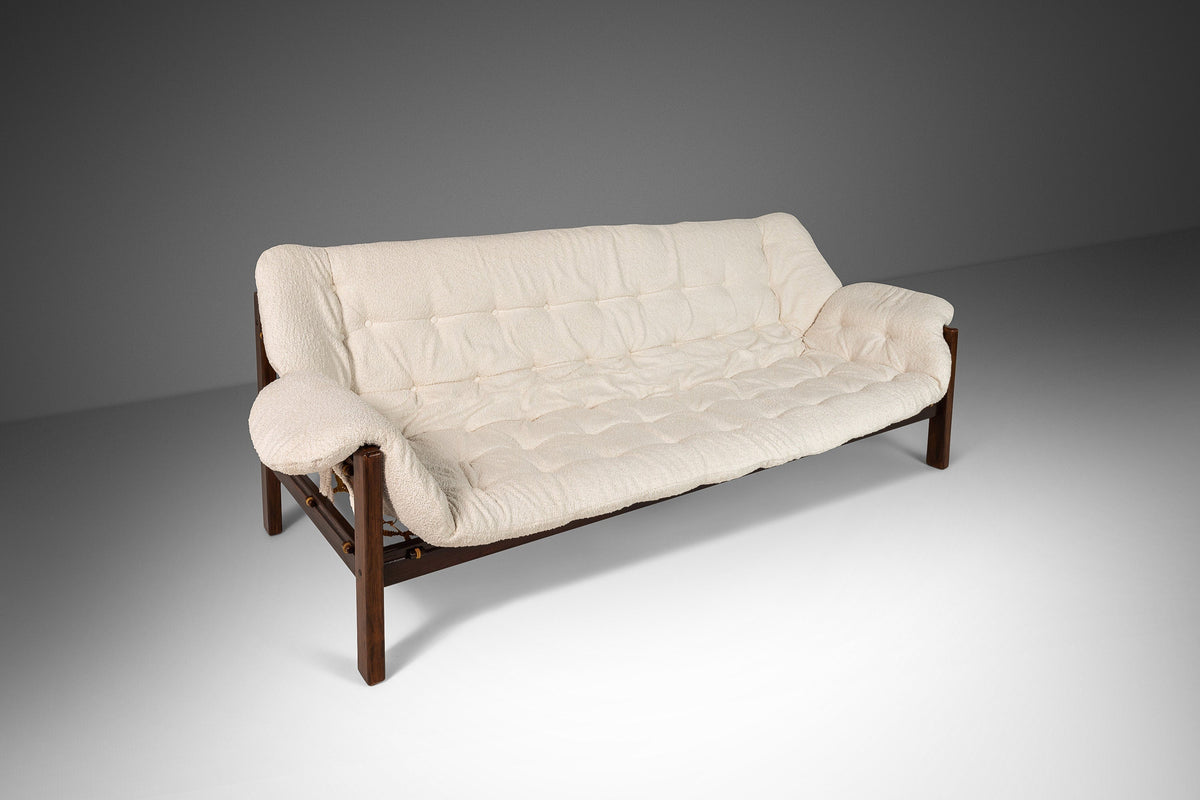 Mid Century Modern 'Amazonas' Sofa in Rosewood & Bouclé by Jean Gillon