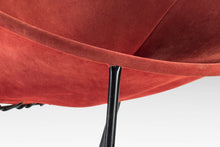 Load image into Gallery viewer, Mid Century Modern Balloon / Hoop Chair in Red Dyed Suede by Hans Olsen, Denmark, c. 1960's-ABT Modern
