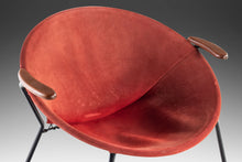 Load image into Gallery viewer, Mid Century Modern Balloon / Hoop Chair in Red Dyed Suede by Hans Olsen, Denmark, c. 1960's-ABT Modern