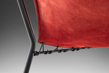 Load image into Gallery viewer, Mid Century Modern Balloon / Hoop Chair in Red Dyed Suede by Hans Olsen, Denmark, c. 1960's-ABT Modern