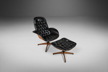 Load image into Gallery viewer, Mid Century Modern Bentwood Lounge Chair and Ottoman by George Mulhauser for Plycraft in Tufted Black Vinyl, USA, c. 1960s-ABT Modern