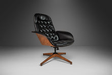 Load image into Gallery viewer, Mid Century Modern Bentwood Lounge Chair and Ottoman by George Mulhauser for Plycraft in Tufted Black Vinyl, USA, c. 1960s-ABT Modern