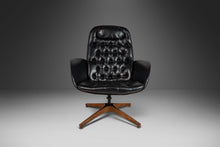 Load image into Gallery viewer, Mid Century Modern Bentwood Lounge Chair and Ottoman by George Mulhauser for Plycraft in Tufted Black Vinyl, USA, c. 1960s-ABT Modern