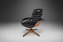 Load image into Gallery viewer, Mid Century Modern Bentwood Lounge Chair and Ottoman by George Mulhauser for Plycraft in Tufted Black Vinyl, USA, c. 1960s-ABT Modern