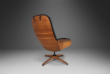Load image into Gallery viewer, Mid Century Modern Bentwood Lounge Chair and Ottoman by George Mulhauser for Plycraft in Tufted Black Vinyl, USA, c. 1960s-ABT Modern