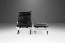 Load image into Gallery viewer, Mid Century Modern Chrome and Leather Lounge Chair with Matching Ottoman in the Manner of Westnofa, c. 1970's-ABT Modern