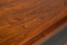 Load image into Gallery viewer, Mid Century Modern Credenza / Media Console by Jack Cartwright for Founders in Walnut and Original Black Leatherette, USA, c. 1960's-ABT Modern