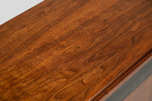Load image into Gallery viewer, Mid Century Modern Credenza / Media Console by Jack Cartwright for Founders in Walnut and Original Black Leatherette, USA, c. 1960's-ABT Modern